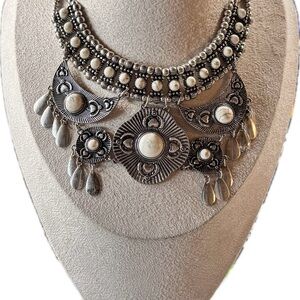 10” adjustable Chic Silver Bohemian Necklace